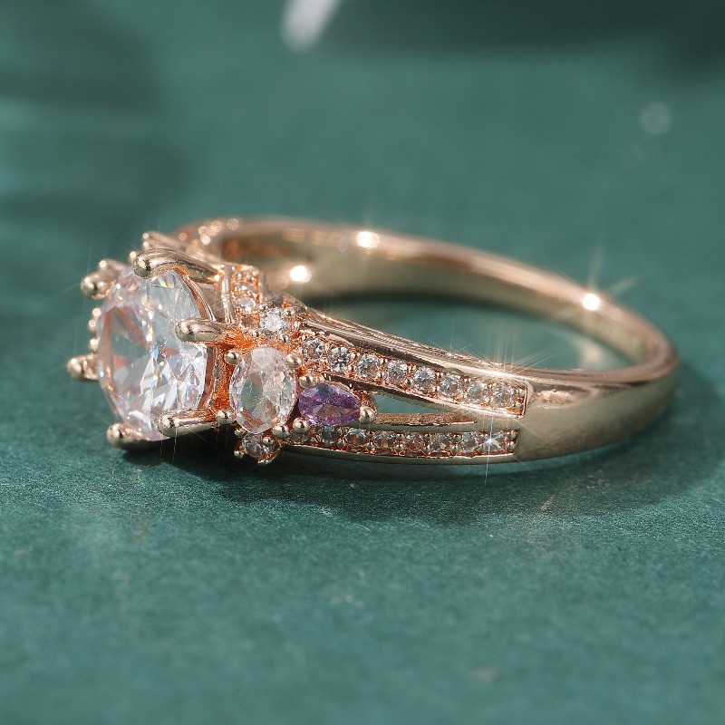 Women's Elegant Retro Colored Engagement Ring, Gift for Her